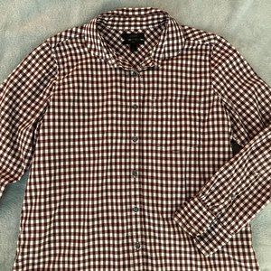 J.CREW, Button Down, Size 8, Maroon Check, Cotton